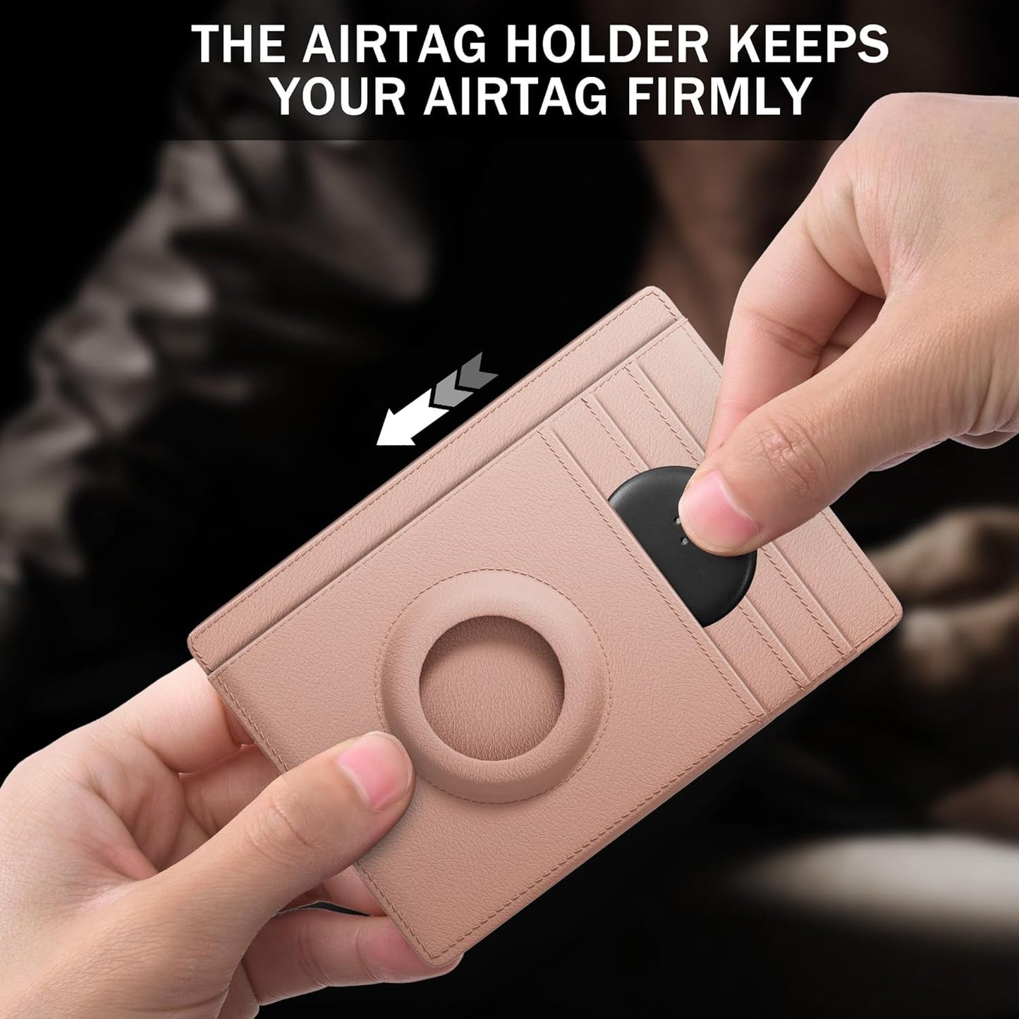 Wallet with Airtag Holder Genuine Leather Wallets Slim Minimalist Card Holder RFID Blocking Card Wallet Compatible with AirTag