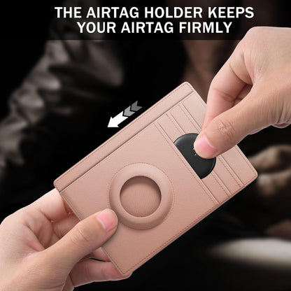 Wallet with Airtag Holder Genuine Leather Wallets Slim Minimalist Card Holder RFID Blocking Card Wallet Compatible with AirTag