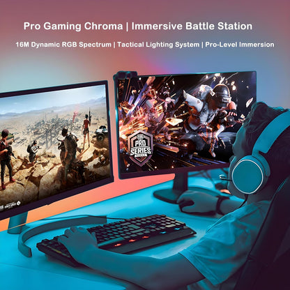 RGB Monitor Backlight with Screen Sync for 32 Inch Screens, Dual USB Powered LED Ambient Lighting Kit, Music Rhythm & Dynamic Modes, Immersive Bias Lighting for Home Office Gaming (4 Sides - 32 inch)