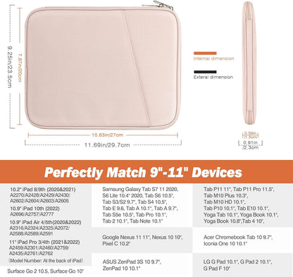 MoKo 9-11 Inch Tablet Sleeve Case, Fits New 11inch iPad Air M4/Pro M5, iPad A16 11", i-Pad 10/9/8/7th/Air 5/4th 10.9"/10.2", Tab S9/S8 11", Protective Bag Carrying Case with Pocket, Dark Gray