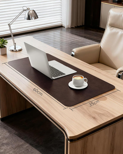 YSAGi Genuine Leather Desk Mat, 35.4"X17" Leather Desk Mat, Office Desk Pad, Thick Desk Pad with Stitched Line, Non-Slip Laptop Writing Pad with Rubber Base(Black, 35.4"X17")