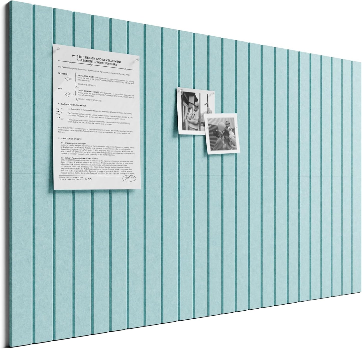 Bumusty Large Cork Board Alternative-48 x 36" Felt Bulletin Board Tiles, with 30 Pushpins, 70 Adhesive Tabs, Fine-Stripe 12-Pack, Cork Boards for Office Push Pin Board Felt Board-Oatmeal