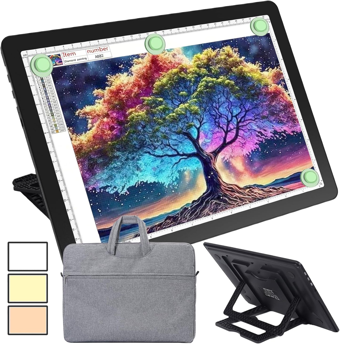 Phylosal Rechargeable A4 LED Light Pad with Built-in Stand, Magnetic Tracing Light Box for Drawing, Diamond Art Light Board with Side Button, Super Bright Light Table for Diamond Painting, Sketching
