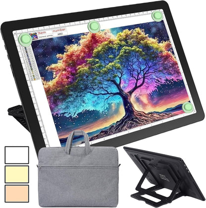 Phylosal Rechargeable A4 LED Light Pad with Built-in Stand, Magnetic Tracing Light Box for Drawing, Diamond Art Light Board with Side Button, Super Bright Light Table for Diamond Painting, Sketching