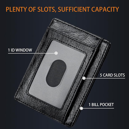 Travelambo Slim Wallet Front Pocket Minimalist Leather RFID Blocking Medium Size