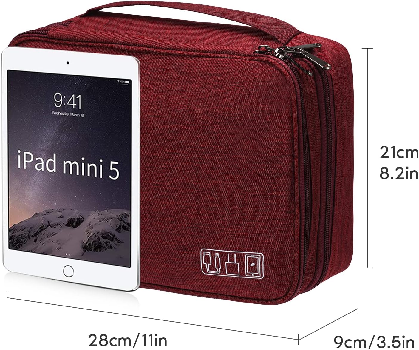 OrgaWise Electronics Organizer, Electronic Accessories Bag Travel Cable Organizer Three-Layer for iPad Mini, Kindle, Hard Drives, Cables, Chargers