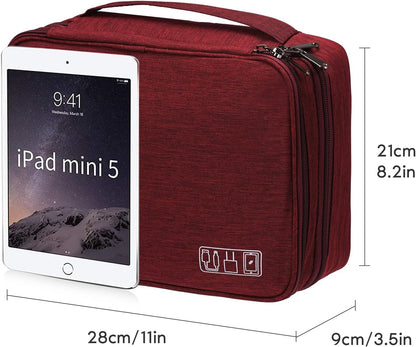 OrgaWise Electronics Organizer, Electronic Accessories Bag Travel Cable Organizer Three-Layer for iPad Mini, Kindle, Hard Drives, Cables, Chargers
