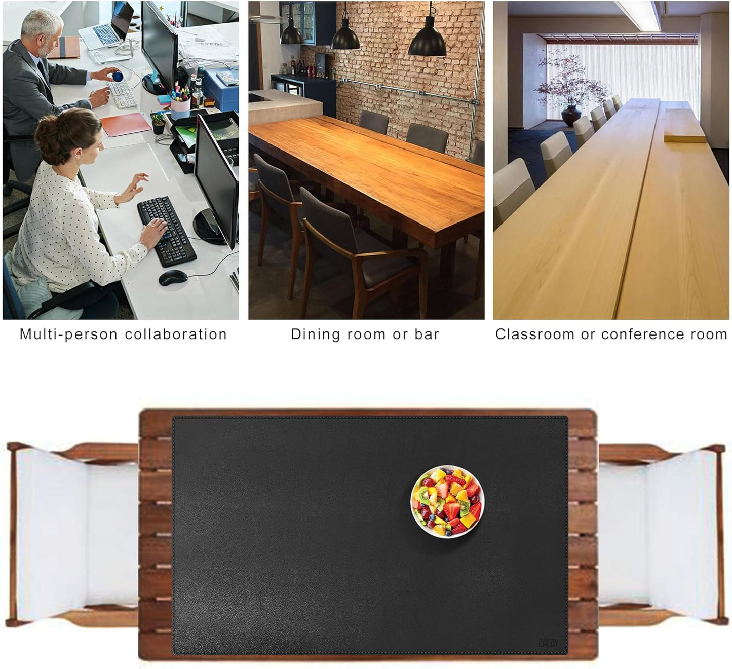 Cacoy 36" x 20" Leather Desk Mat for Home Office, Extra Large PU Leather Desk Pad Blotters, Waterproof Computer Keyboard Mat, Extended Gaming Mouse Pad, Desk Protector for Desktop and PC Laptop, Black