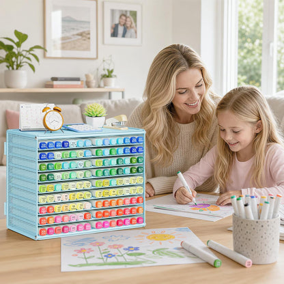 Marbrasse Mesh Marker Organizer, Metal Desktop Storage Rack for 126 Markers, Pens, Pencils, 9 Tier Marker Holder for Office Classroom & Home Art Supplies(Black)