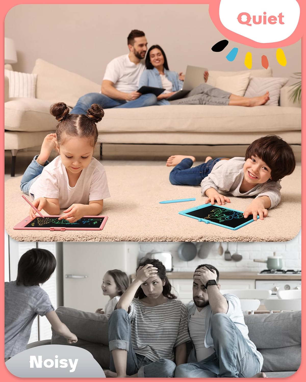 Bravokids 12 Inch LCD Writing Tablet for 3 Year Olds - Electronic Drawing Pad and Doodle Board as Educational Birthday Gifts for Girls and Boys (Pink)