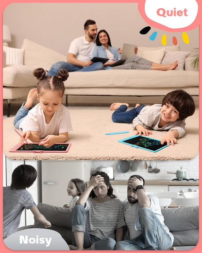 Bravokids 12 Inch LCD Writing Tablet for 3 Year Olds - Electronic Drawing Pad and Doodle Board as Educational Birthday Gifts for Girls and Boys (Pink)