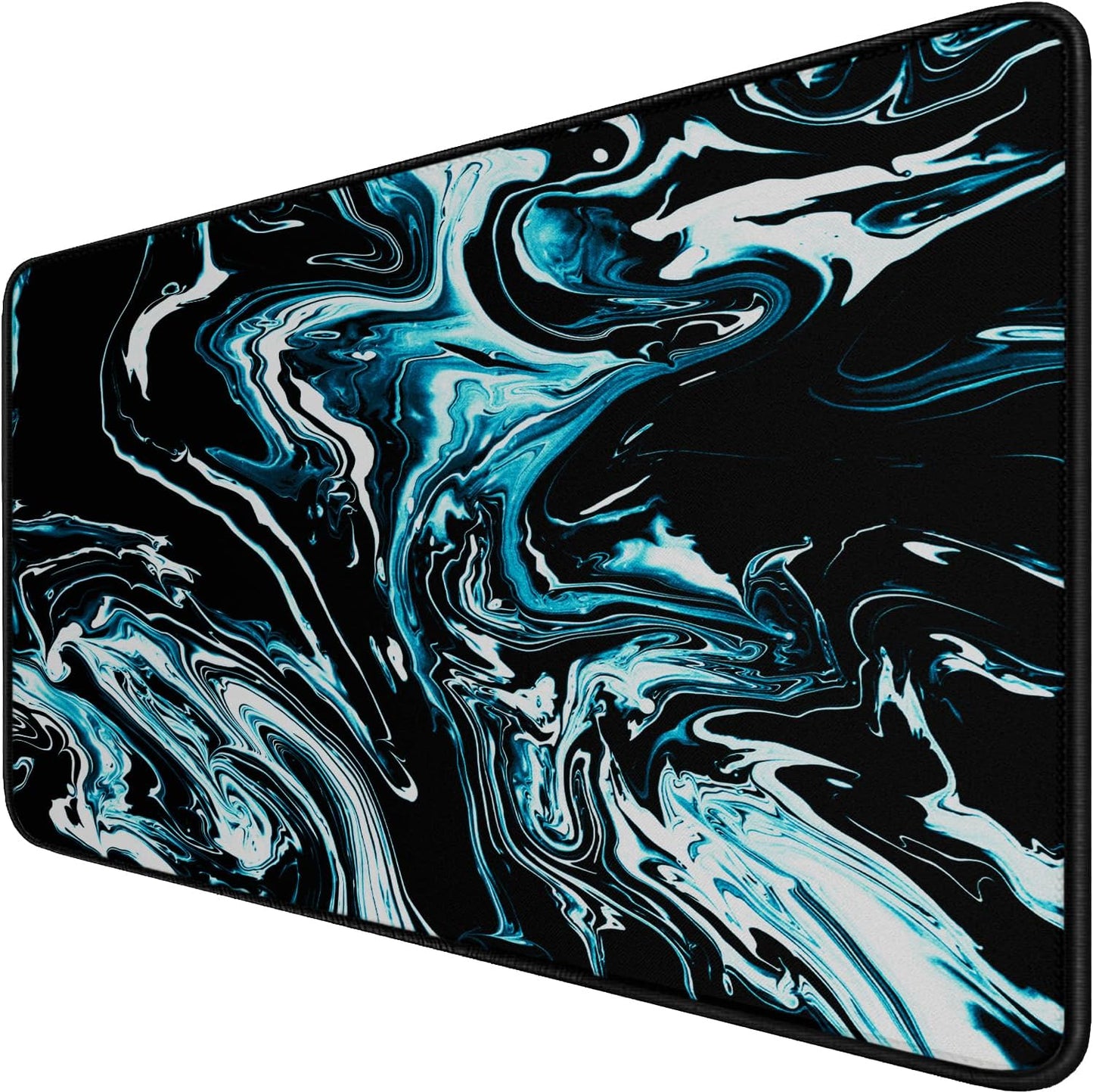 Large Extended Gaming Mouse Pad with Stitched Edges, (31.5X15.7In) Durable Non-Slip Natural Rubber Base, Waterproof Computer Keyboard Pad Mat for Esports Pros/Gamer/Desktop/Office/Home-Black