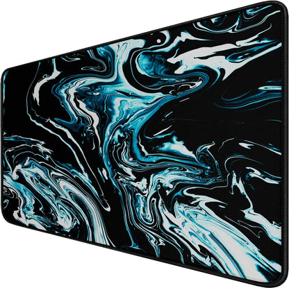 Large Extended Gaming Mouse Pad with Stitched Edges, (31.5X15.7In) Durable Non-Slip Natural Rubber Base, Waterproof Computer Keyboard Pad Mat for Esports Pros/Gamer/Desktop/Office/Home-Black