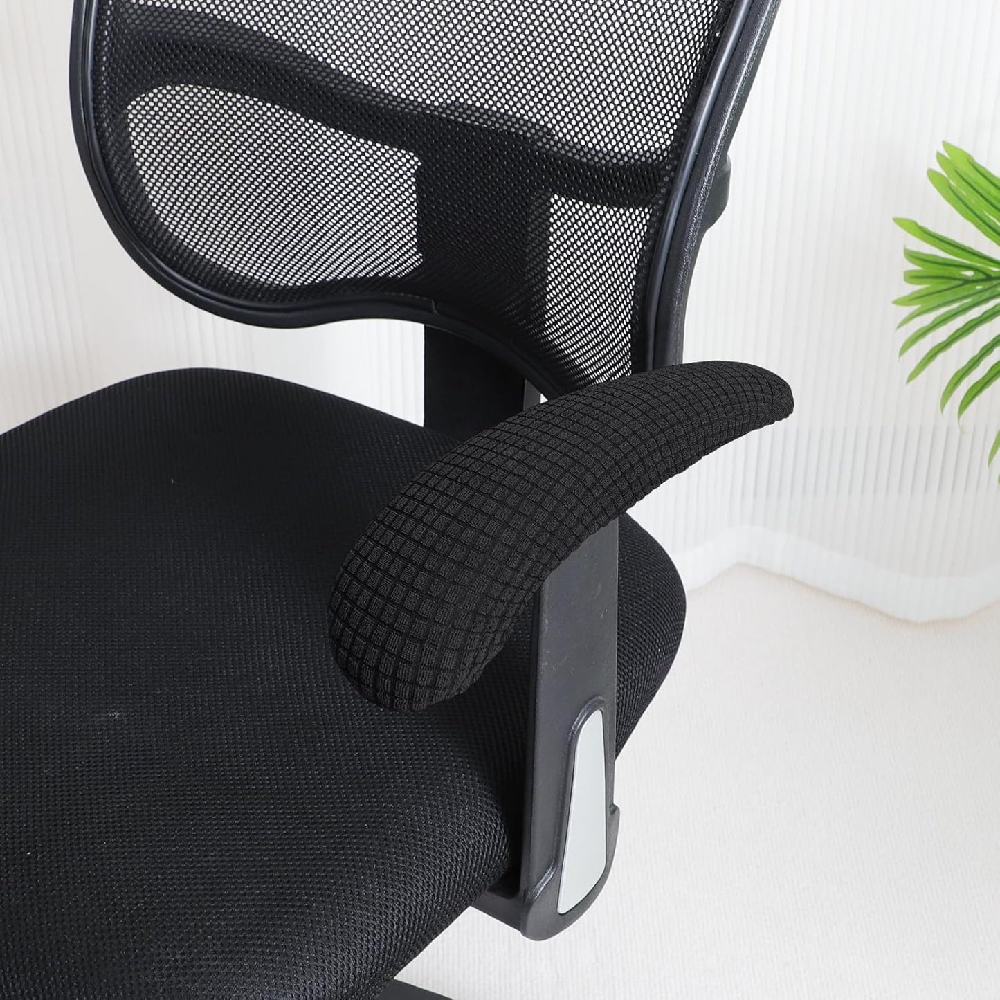 FORCHEER Office Chair Armrest Covers 12-15 Inch Velvet Elastic Black Arm Rest Covers for Desk Computer Chairs Washable