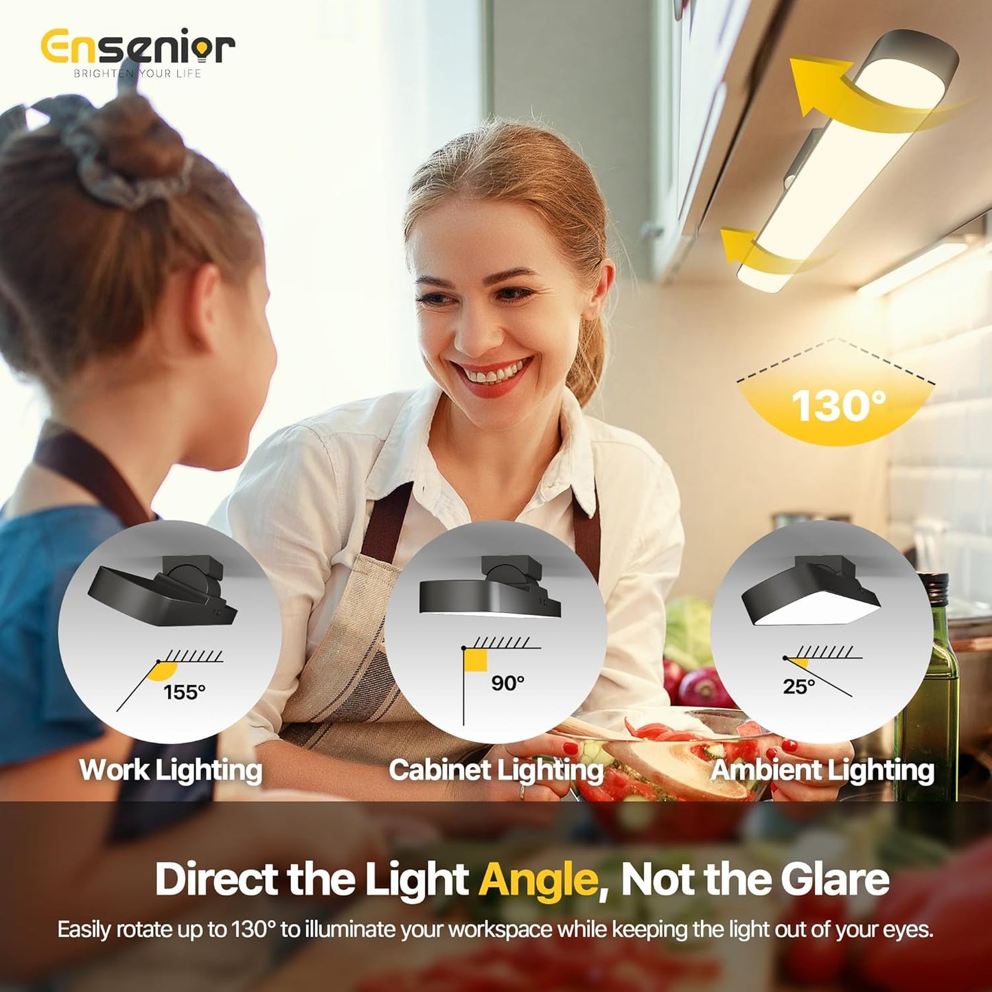 5W Rechargeable Motion Sensor Light Bar, 2000mAh Dimmable Under Cabinet Lighting Wireless with Digital Battery Display, 130° Rotatable Magnetic Closet Lights, Remote Control Stick on Lights Dorm