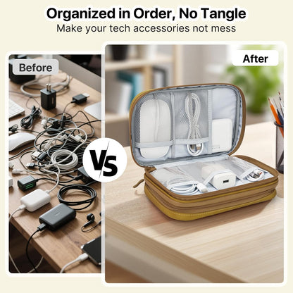 Skycase Tech Pouch - Lightweight Electronics Organizer Travel Case - Double Layers Cable Organizer - All-in-One Storage Bag for Charger, Cord, Phone, Flash Drive, Essentials - XL