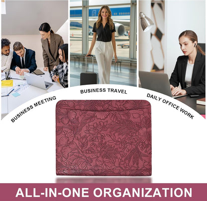 Leathario Portfolio Binder, Includes 10 Sheet Protectors and 3 Notepads, 3-Ring Folder Organizer, A4 Padfolio with Zipper, Vegan Leather Tablet Sleeve, Business Office Conference Clipboards