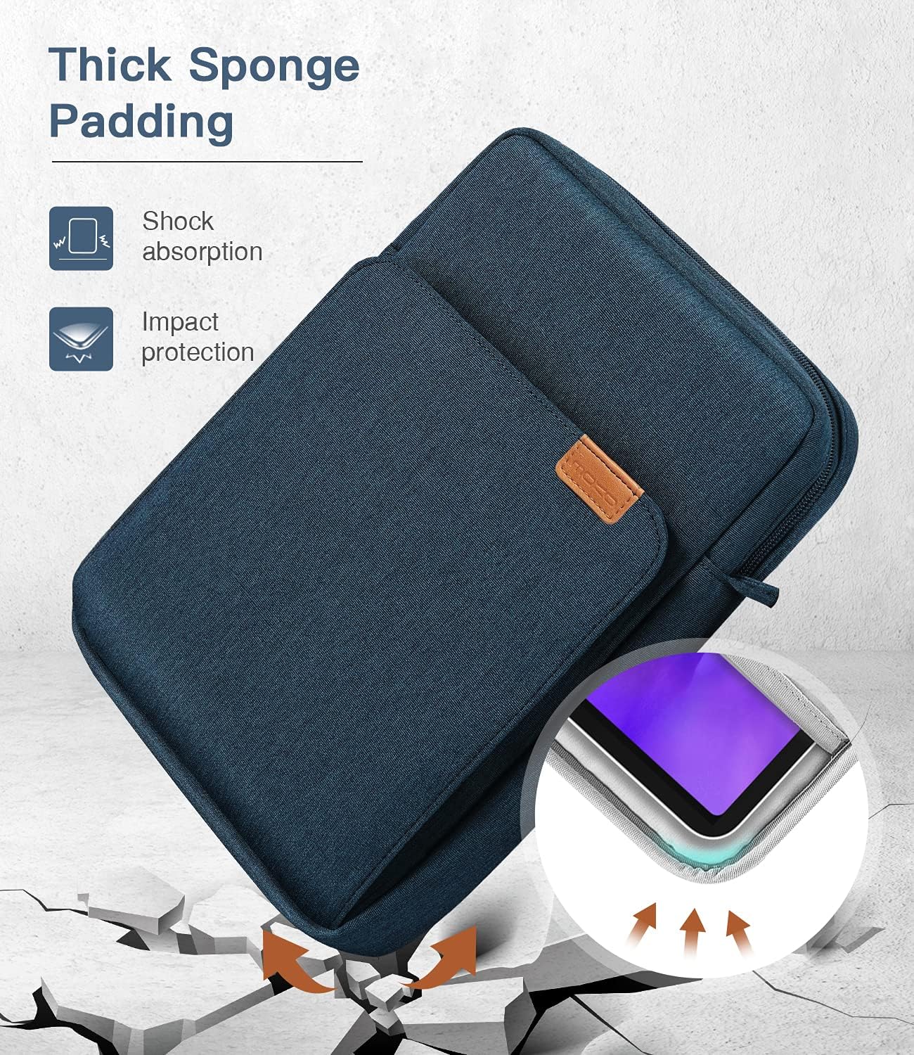 MoKo 13 Inch Tablet Sleeve Bag, Fits with 13 Inch New iPad Pro M5 & Air M4/M3, iPad Pro 12.9 M2&M1,Surface Laptop Go 12.4,Galaxy Tab S8+/S9+ 12.4,Handle Carrying Case with Shoulder Strap,Black &Gray