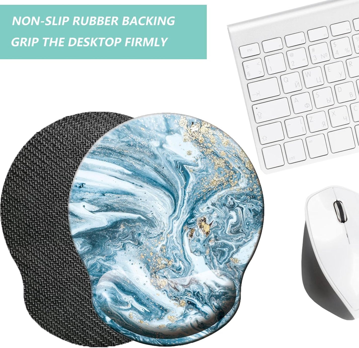 Mouse Pad with Wrist Support, Ergonomic Mouse Pad with Memory Foam Wrist Rest Cushion, Non-Slip Rubber Base Gaming Mice Pad for Home Office Computer Laptop, Flowers Grass