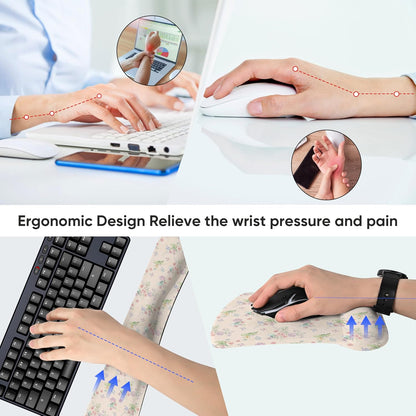 RICHEN Keyboard Wrist Rest Pad and Mouse Wrist Rest Support Mouse Pad Set,Sturdy & Comfortable & Lightweight for Easy Typing & Pain Relief-Ergonomic Support (Brown)
