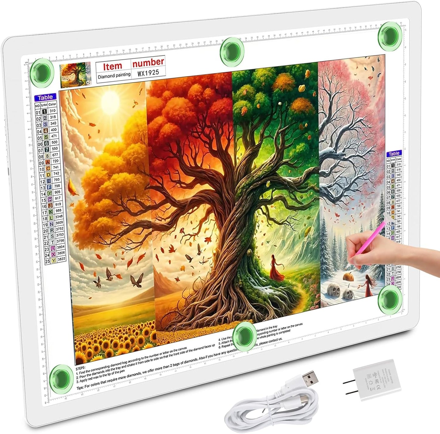 TOHETO A4 Light Board for Diamond Painting, Super Bright Magnetic Light Pad with Side Buttons, Lightbox for Tracing and Drawing, Corded Light Table for Sketching, Animation, Weeding Vinyl (Black)