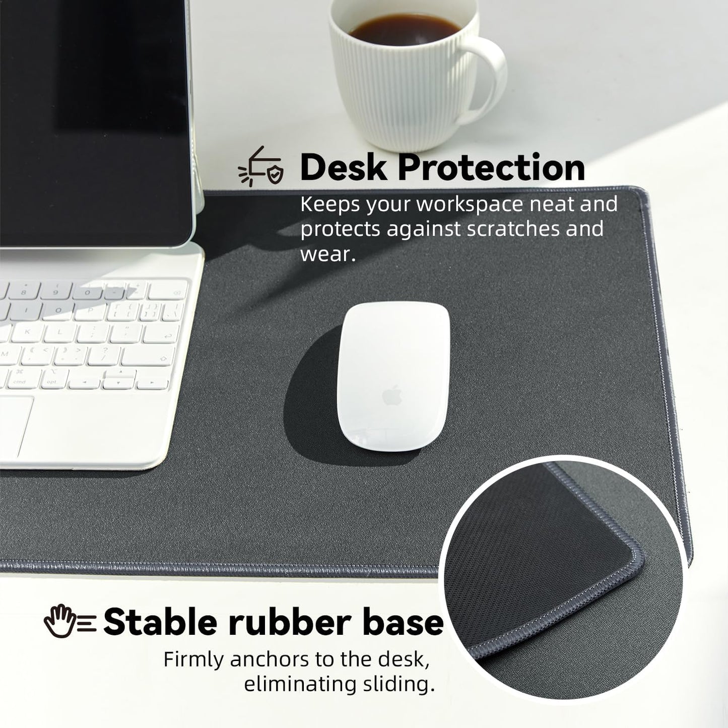 Reniteco Waterproof Large Gaming Mouse Pad with Durable Stitched Edges, Non-Slip Rubber Base, Grainy Jacquard Mouse Mat Desk Pad for Home Office Gaming, 31.5''x11.8''x0.12'', Matte Beige