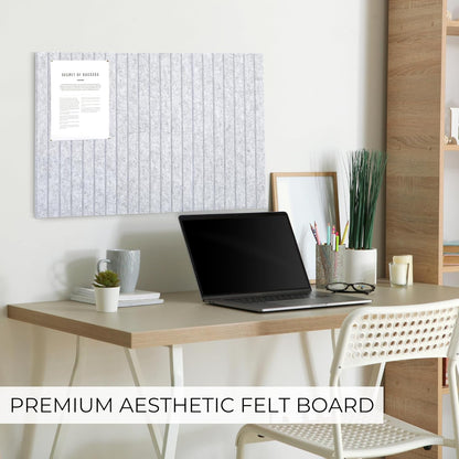 Large Felt Bulletin Board - Stylish Perfectly Sized 35" x 47" Cork Board Alternative for Office & Wall Decor – 12 Customizable Adhesive Tiles w/Golden Pins are Perfect to Display Your Photos