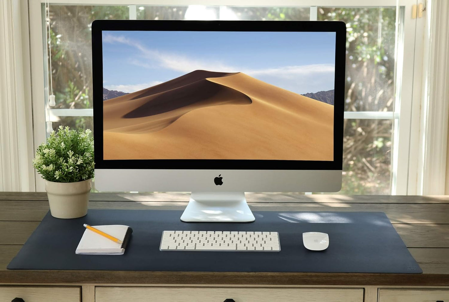 Leather Desk Pad 36" x 20", Vine Creations Office Desk Mat Waterproof Black - Premium Quality - Smooth Mouse Writing Surface - Maximum Protection Dual-Sided Pu Leather Blotter for Desk Office/Home