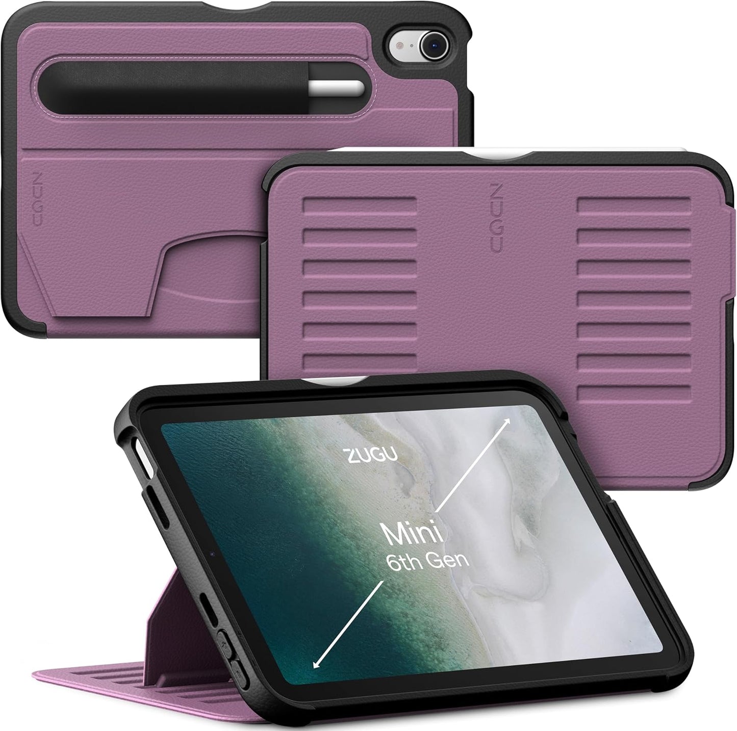 Zugu Case for 2024 iPad mini 7 & 2021 iPad mini 6, Slim Protective Case, Apple Pencil Pocket, 5 ft. Drop Protection, Secure 7 Angle Magnetic Stand, Sleep/Wake Cover (A17 Pro, A2567, A2568, A2569)