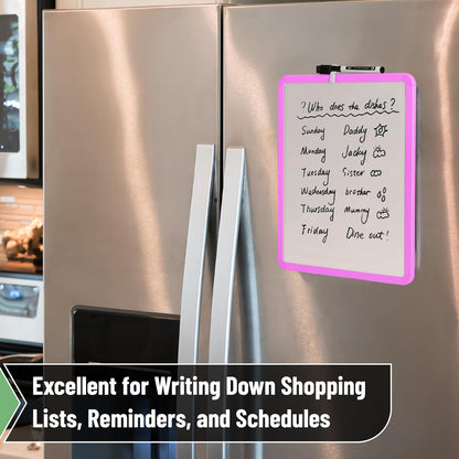 Mr. Pen- Dry Erase Board, 14” x 11” with a Black Dry Erase Marker, White Frame, Small Mini White Board for Students, Fridge, Wall, Locker, Includes Double Sided Tapes