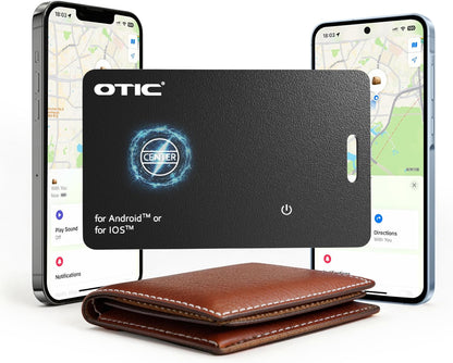 OTIC Dual System Bluetooth Wallet Tracker, 0.07in Slim Smart Tracker for Apple Find My (iOS) & Google Find Hub (Android), Rechargeable Finder with Sound Alert/Waterproof for Wallet/Luggage/Key/Bag