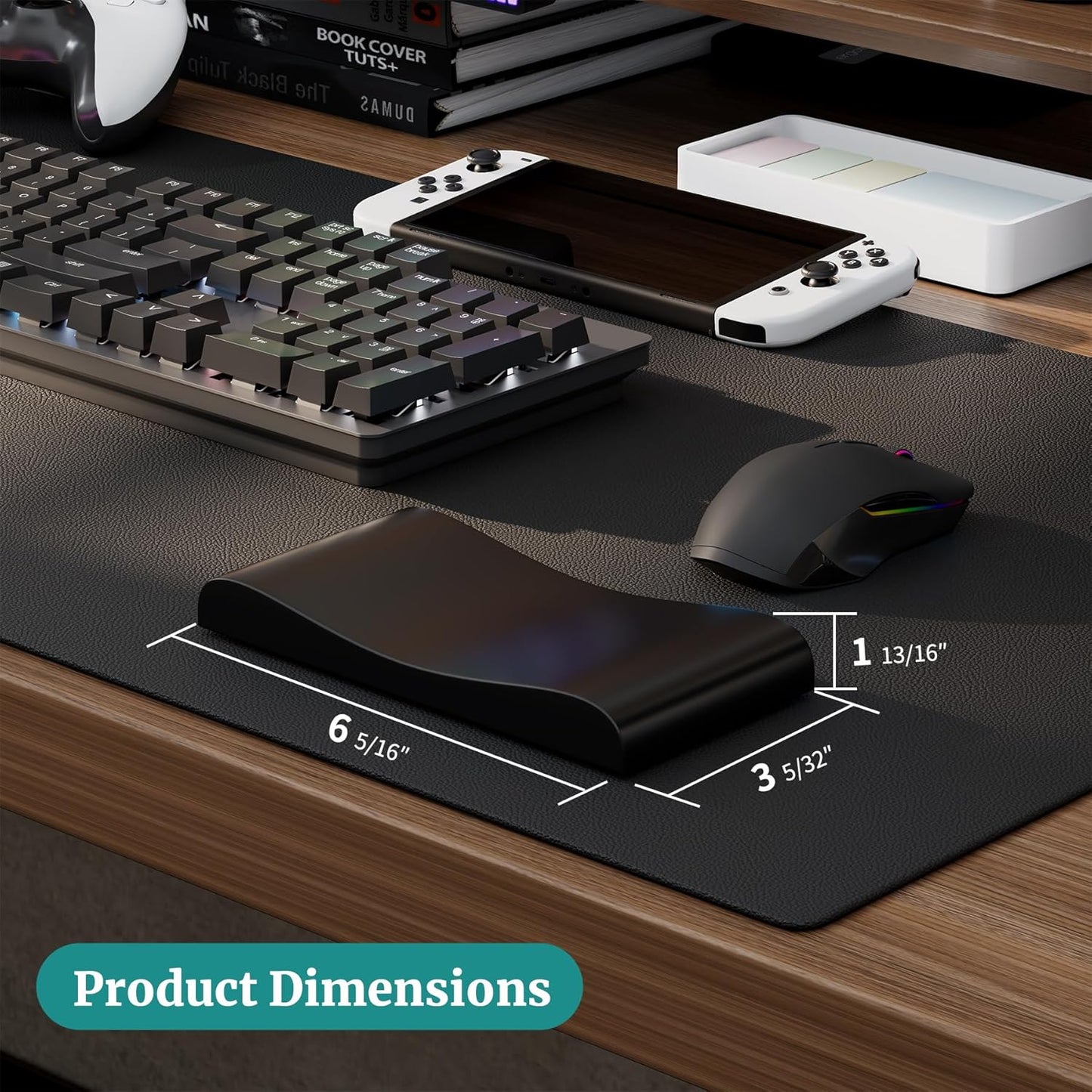 Wooden Wrist Rest, 11.8-inch Length and 22mm Thickness for Small Keyboard, Bamboo Wood Palm Rest, Ergonomic Design for Mechanical Gaming Keyboard