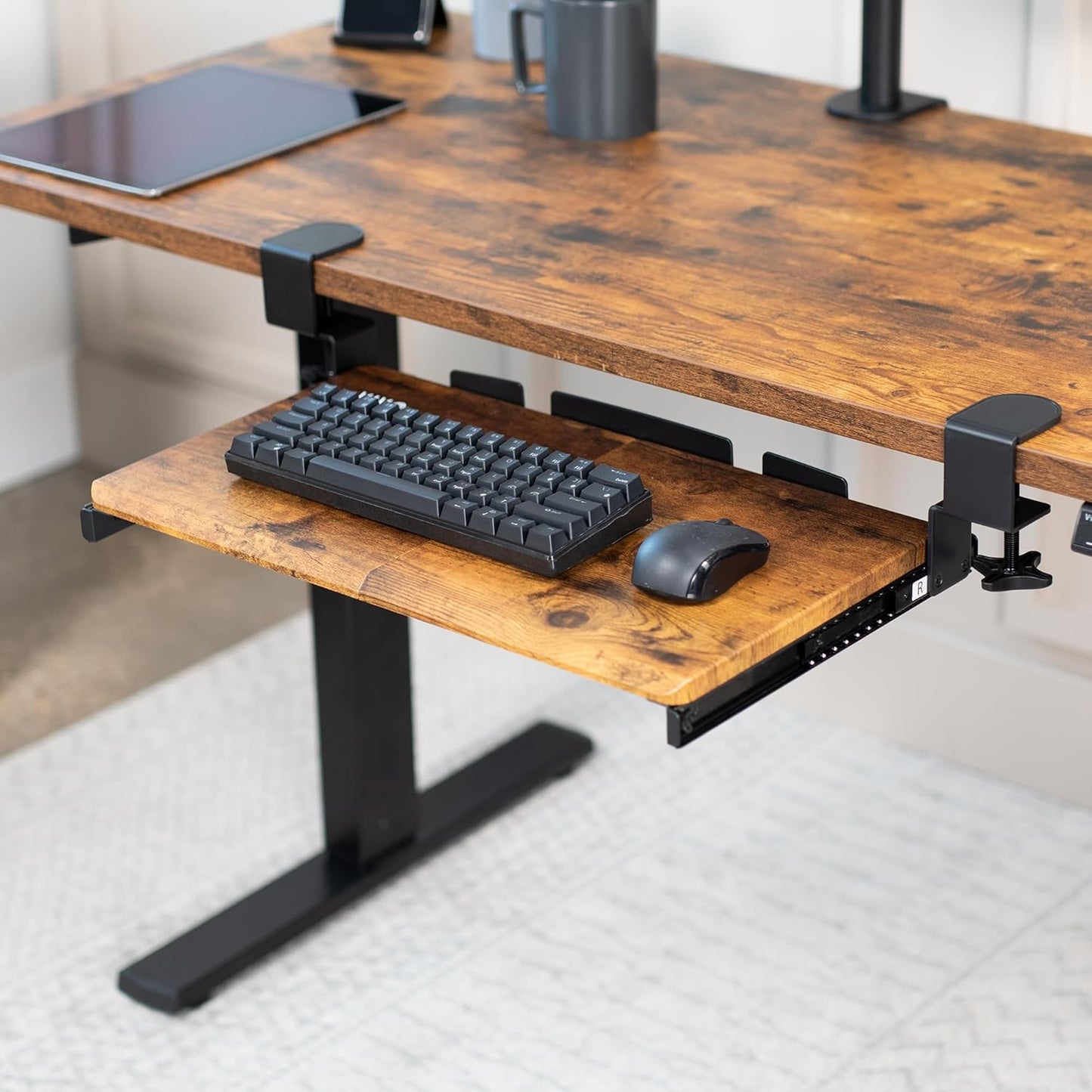 VIVO Large Keyboard Tray Under Desk Pull Out with Extra Sturdy C Clamp Mount System, 27 (33 Including Clamps) x 11 Inch Slide-Out Platform Computer Drawer for Typing, Black, MOUNT-KB05E