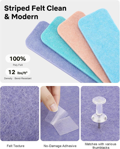 Small Cork Bulletin Board Tiles, Felt Wall Decor and Office Desk Accessories for Vision, Message Center, Picture and Prayer Board, Dorm, Room, Home Office Essentials and Organization(Linen Dusk)