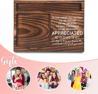 Inspirational Motivational Gifts, Encourage Gifts, Recovery Gifts, Little Reminders Sticky Note Holder, Post-it Note Dispenser for Desk, Wooden Post-it Note & Pen Holder 6.5" x 4.7" - FTA121