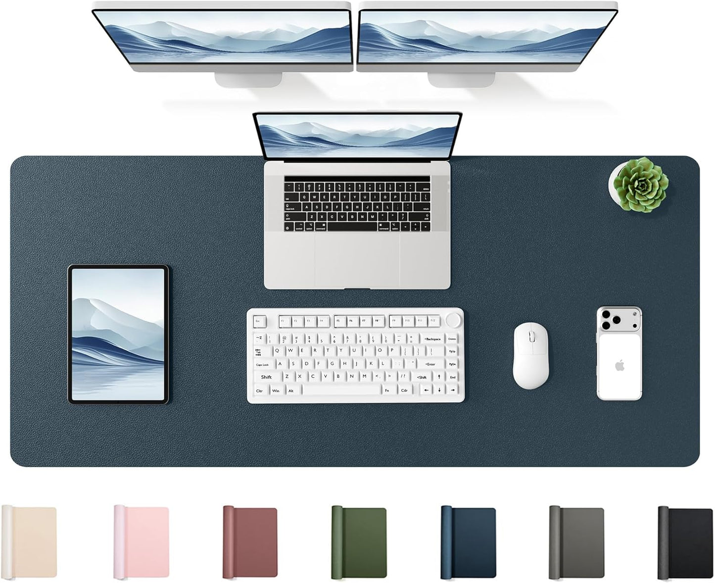 YSAGi 35.4" x 17" Large PU Leather Desk Mat for Keyboard and Mouse - Waterproof Non-Slip Desk Pad Protector for Office, Home, Writing Desk, Black