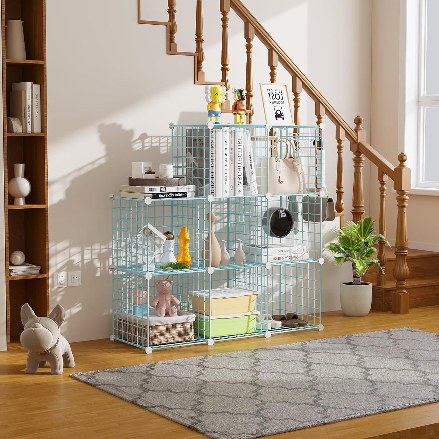 C&AHOME Wire Cube Storage, 6 - Cube Organizer Metal C Grids, Modular Shelves Units, Storage Bins Shelving, Closet Organizer, Ideal for Home, Office, Living Room, 36.6”L x 12.4”W x 36.6”H Black