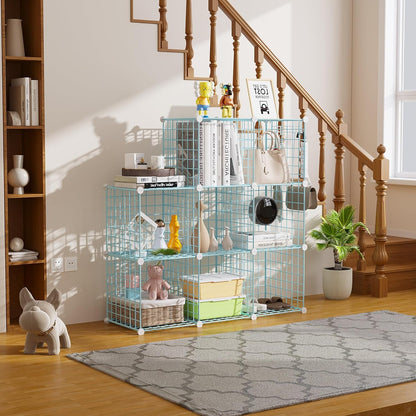 C&AHOME Wire Cube Storage, 6 - Cube Organizer Metal C Grids, Modular Shelves Units, Storage Bins Shelving, Closet Organizer, Ideal for Home, Office, Living Room, 36.6”L x 12.4”W x 36.6”H Black