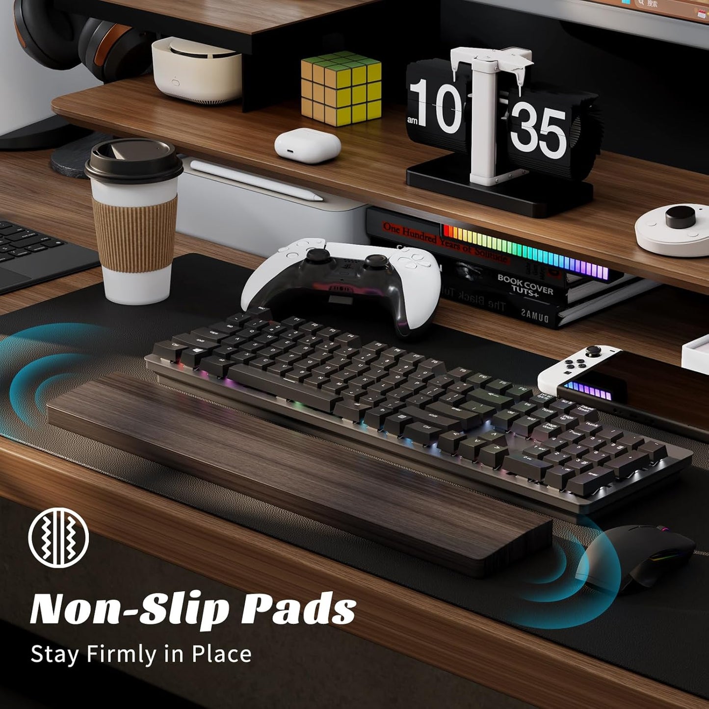 Wooden Wrist Rest, 11.8-inch Length and 22mm Thickness for Small Keyboard, Bamboo Wood Palm Rest, Ergonomic Design for Mechanical Gaming Keyboard
