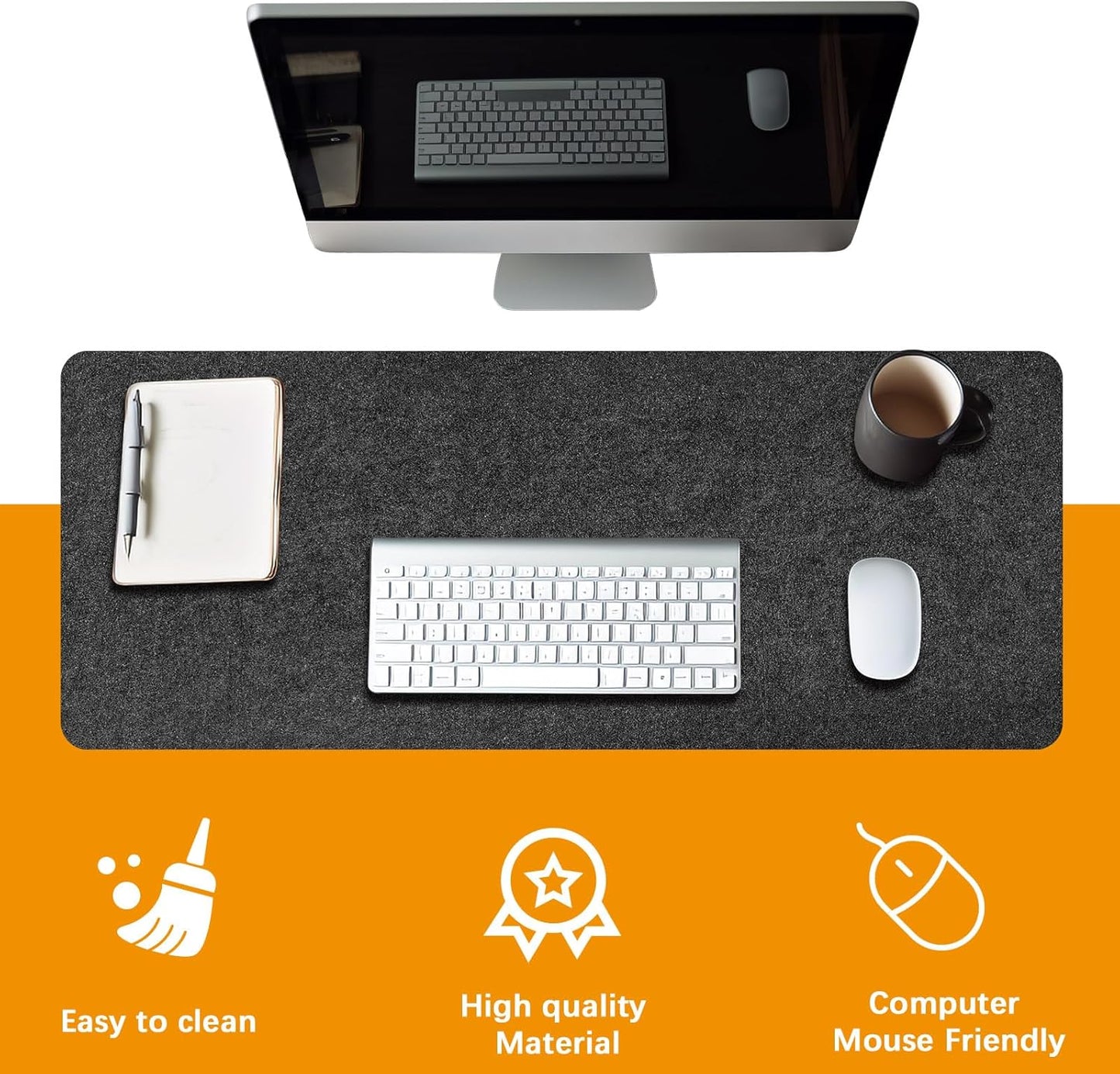Large Felt Desk mat, 40''x16'' with Non-Slip Full Desk Mouse Pad,Office Computer Desk for Keyboard Mat,Felt Desk Mat for Desk Pad Protector（100x40cm）