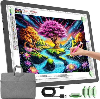 TOHETO Rechargeable A2 Light Pad for Diamond Painting 25.2''x18.4'', Magnetic Diamond Art Light Board, Wireless Lightbox for Tracing and Drawing, Cordless LED Light Table for Sketching, Weeding Vinyl