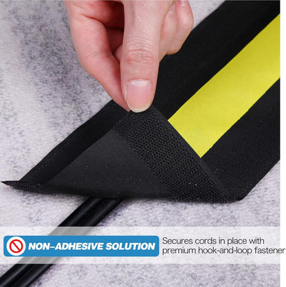 WILLBOND Carpet Cord Cover Cable Protector Floor Cover Cable Protector Management Only for Commercial Office Carpet(19.69 ft,Black)