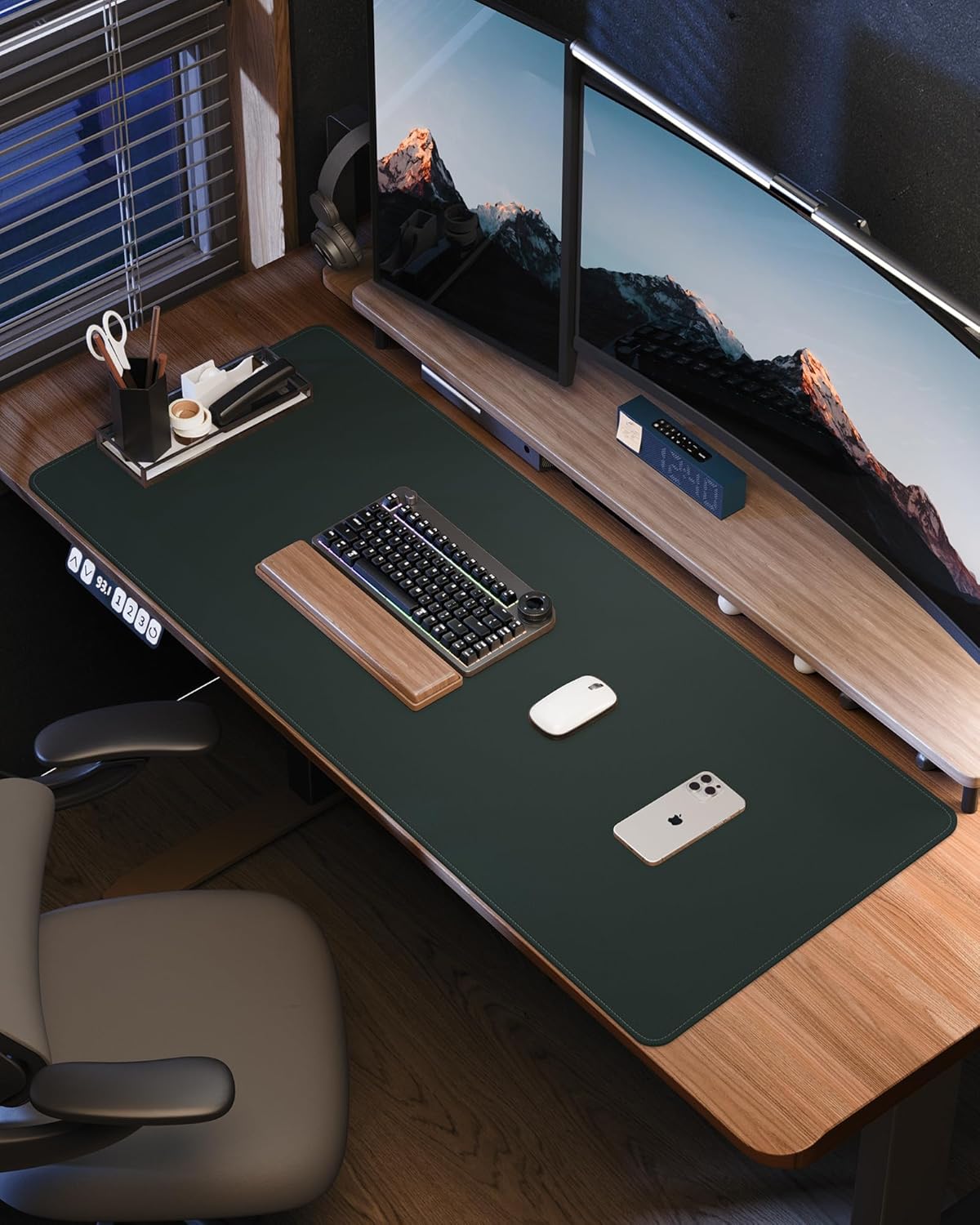 AFIING Desk Pad Protector 23.6" x 13.7" - Non-Slip Waterproof PU Leather Desk Mat for Mouse, Keyboard, Laptop, Office and Home Workspace (Beige)