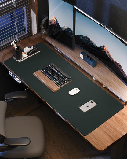 AFIING Desk Pad Protector 23.6" x 13.7" - Non-Slip Waterproof PU Leather Desk Mat for Mouse, Keyboard, Laptop, Office and Home Workspace (Beige)