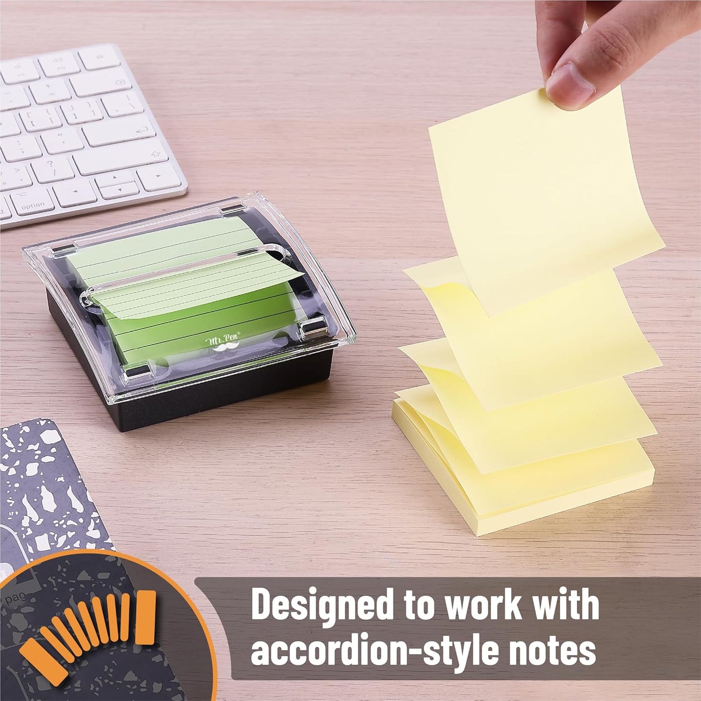 Mr. Pen- Pop Up Note Dispenser, 3" x 3", 2 Pack, Black Base, Clear Top, Sticky Note Dispenser, Sticky Note Holder for Desk