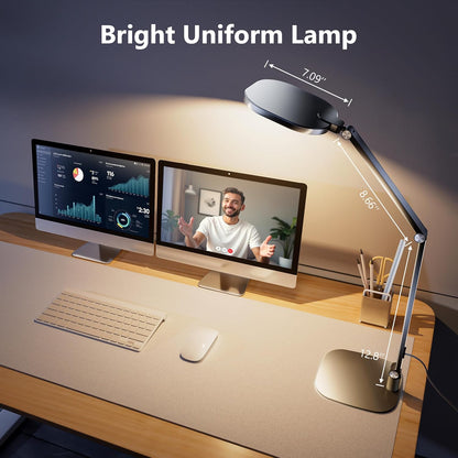 LitONES LED Desk Lamp for Home Office, 15W Desk Light with CRI >95, Memory & Timer Function, 1200LM Dimmable Computer Light for Video Calls, Conference, Reading, Study (White)