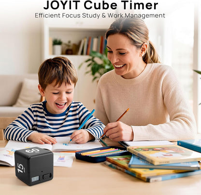 JOYIT Cube Timer 1 3 5 10 Minutes - Flip Countdown Visual Timer for Time Management, Kitchen, Workout, Study, Classroom, Office, Games