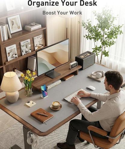 Aothia Leather Desk Pad Protector, Mouse Pad, Office Desk Mat, Non-Slip PU Leather Desk Blotter, Laptop Desk Pad, Waterproof Desk Writing Pad for Office and Home (Brown,23.6" x 13.7") - Colors B