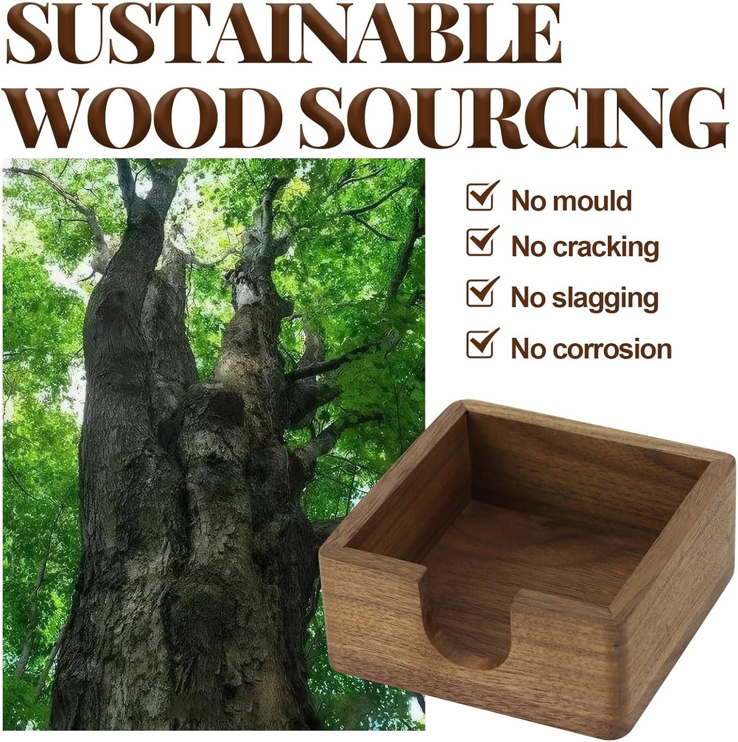 Buqoo 4x6 Notepad Holder Dispenser, Walnut Wood Sticky Notes Memo Pad Holder Dispenser Desk Supplies Organizer Accessories for Office Home Schools