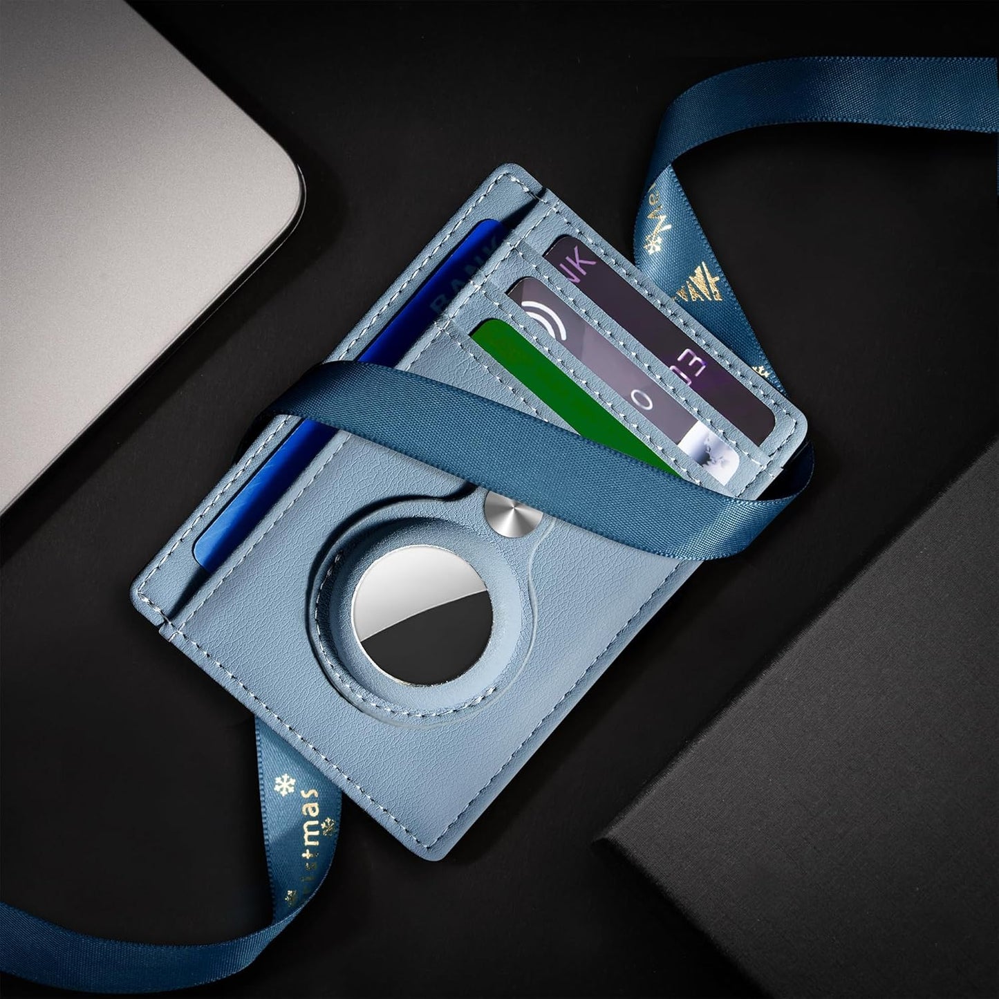 Slim Minimalist Front Pocket Air Tag Wallet, RFID Blocking Card Holder Wallet with Airtag Holder